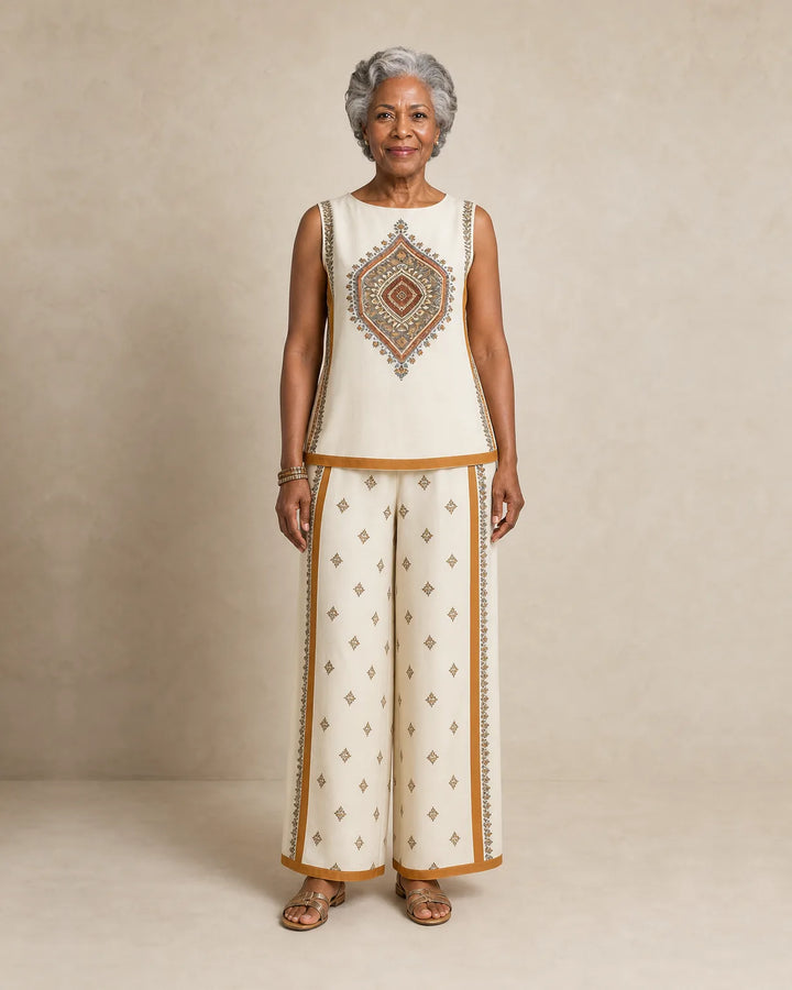 Sierra | Sleeveless Print Top & Wide-Leg Set