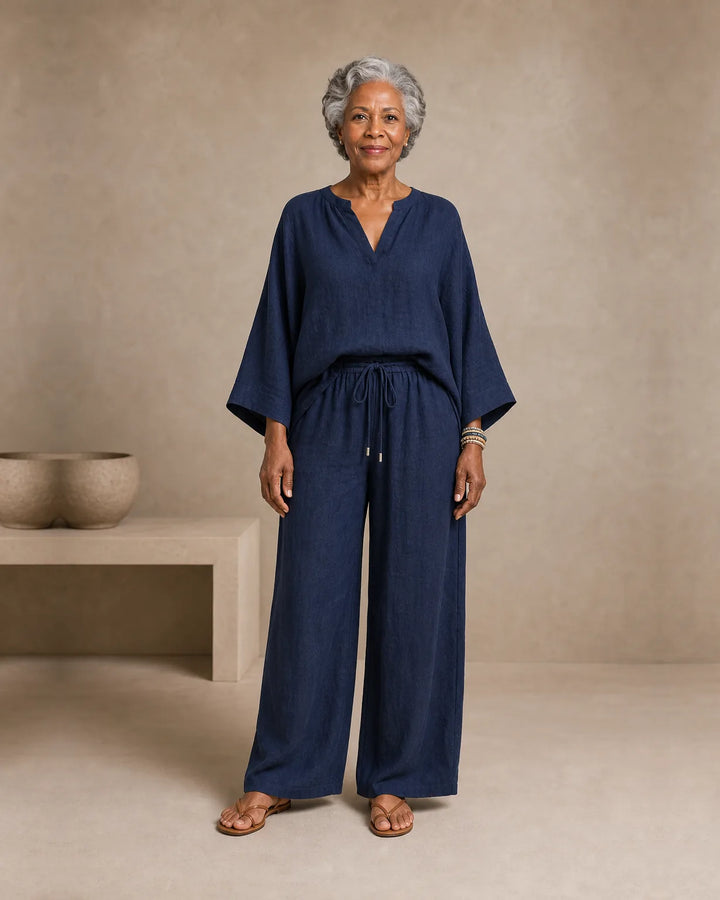 Camryn | Linen V-Neck Two-Piece Set