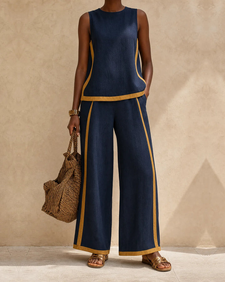 Renata | Sleeveless Side-Stripe Maxi Dress