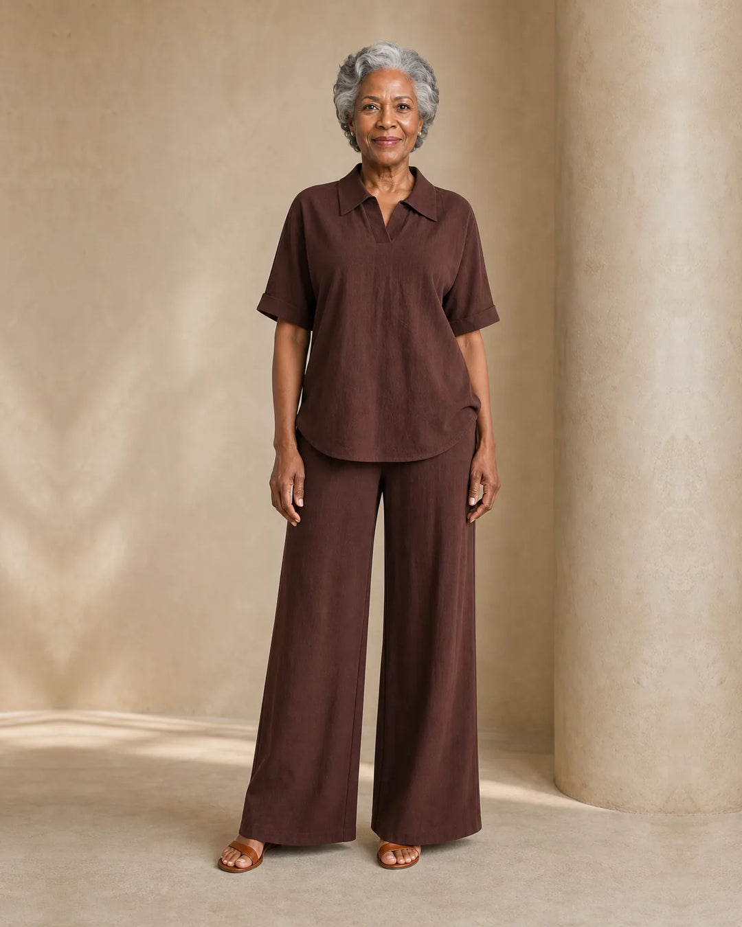Jamila | Short-Sleeve Shirt & Wide-Leg Trouser Set