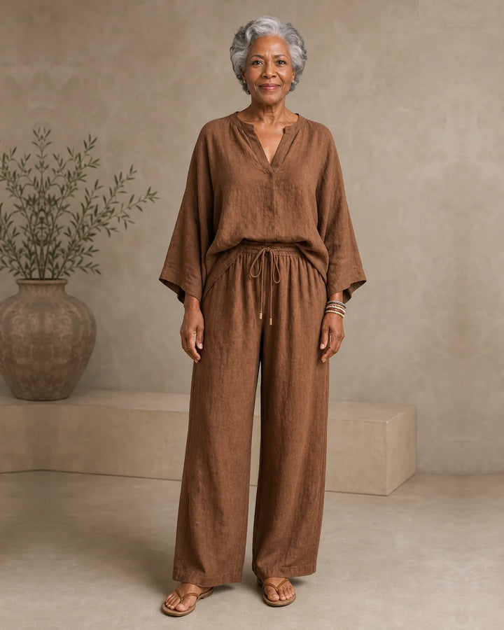 Camryn | Linen V-Neck Two-Piece Set