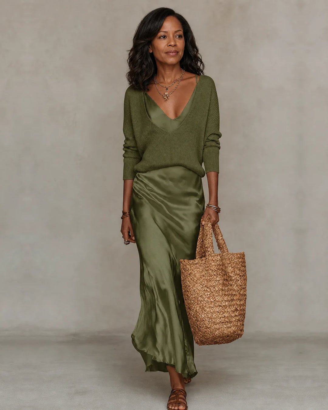 Anaïs | Satin Draped Midi Dress
