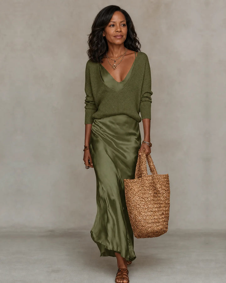 Anaïs | Satin Draped Midi Dress