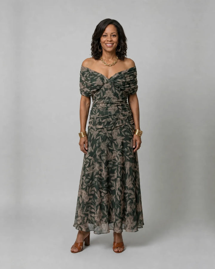 Calen | Off Shoulder Flow Midi Dresses