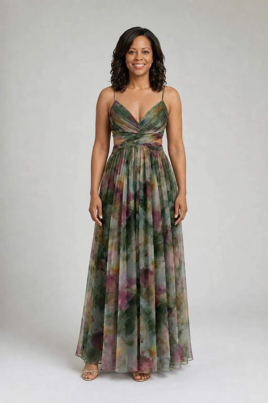 Isel | Soft Wrap Maxi Dress — Dark green