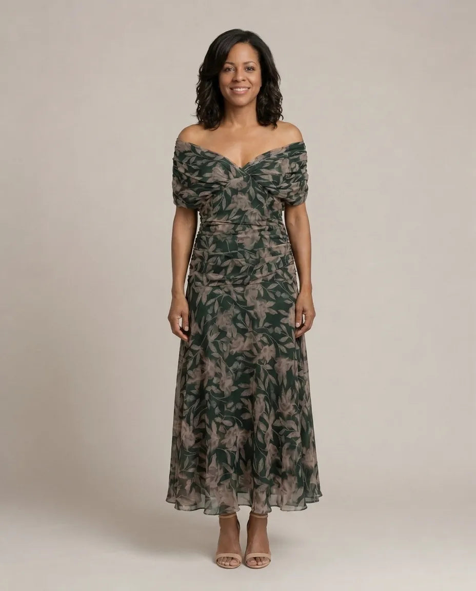 Calen | Off Shoulder Flow Midi Dresses