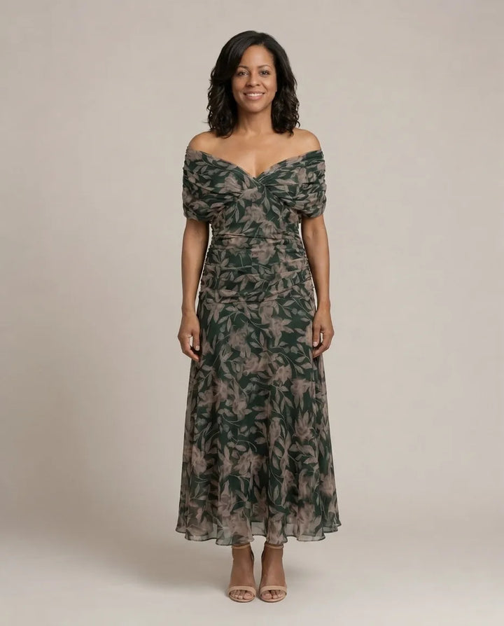 Calen | Off Shoulder Flow Midi Dresses
