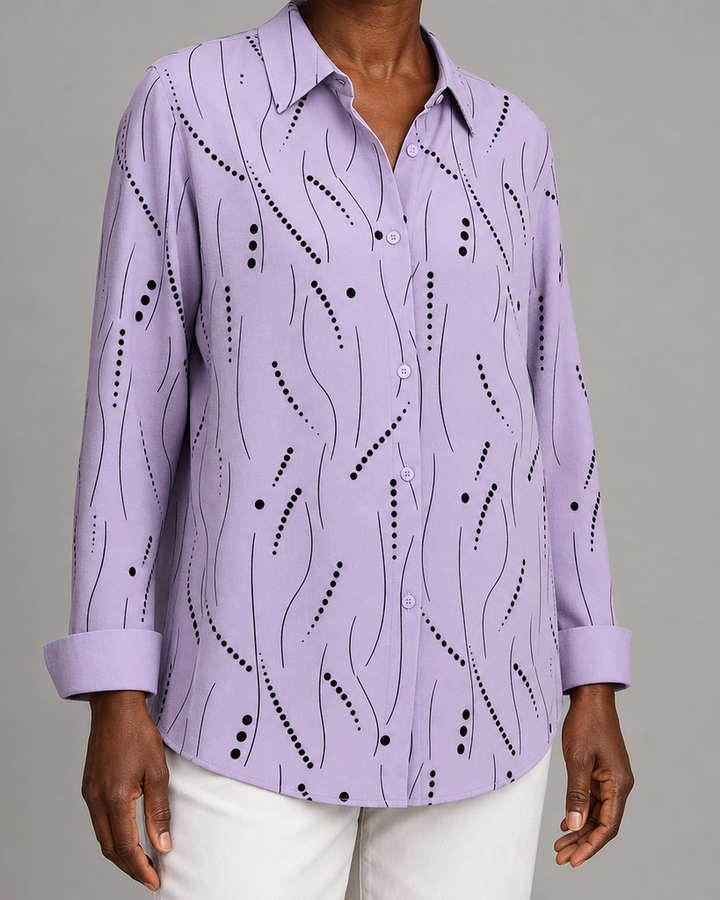 Dawnsley | Casual Abstract Print Button Blouse