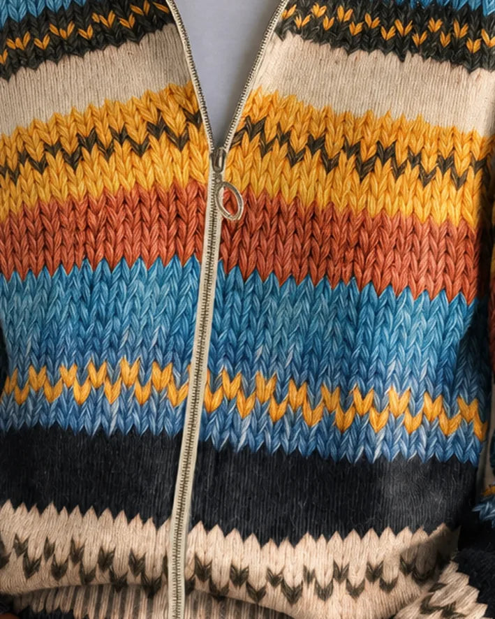 Yseult | Multicolor Zigzag Striped Knit Cardigan