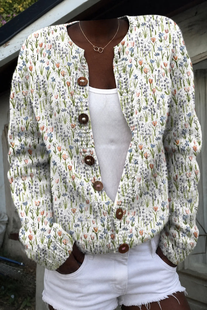 Ivadelle | Vintage Floral Knit Cardigan