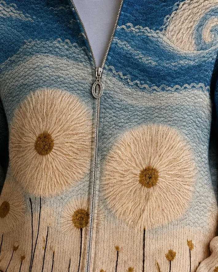 Cordelia | Dandelion Meadow Quilted Zip Cardigan