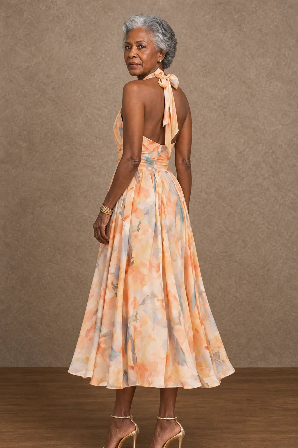 Kachi | Halter Watercolor Print Maxi