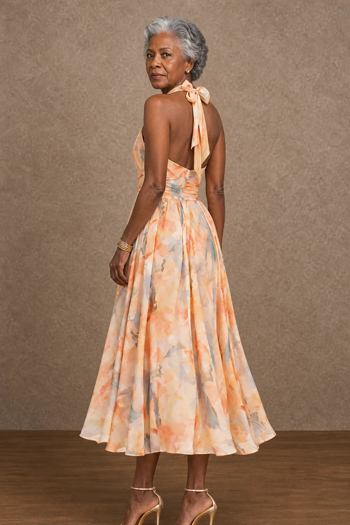 Kachi | Halter Watercolor Print Maxi
