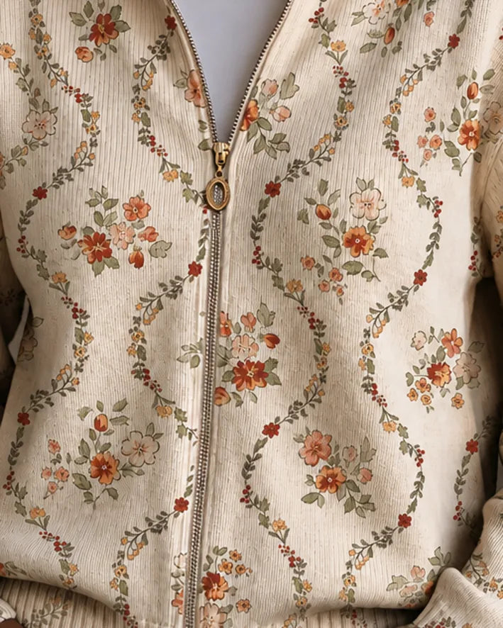 Persephone | Delicate Floral Vine Cream Print