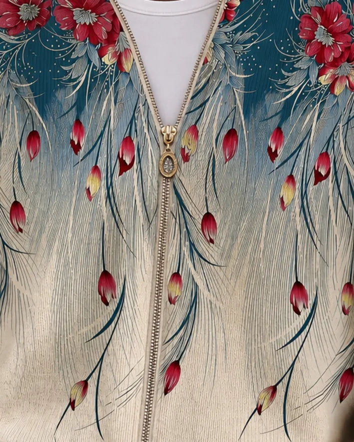 Zillah | Floral Peacock Feather Gradient Print