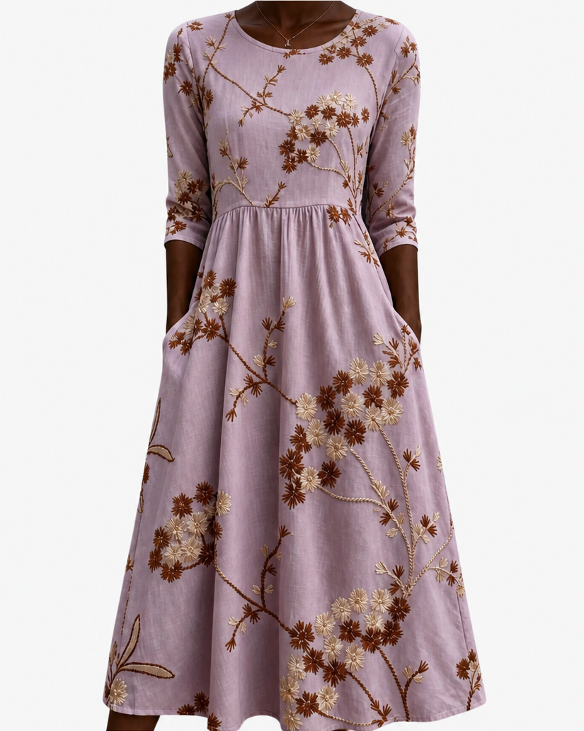 Wanjiru | Heather Meadow Floral Pocket Midi Dress