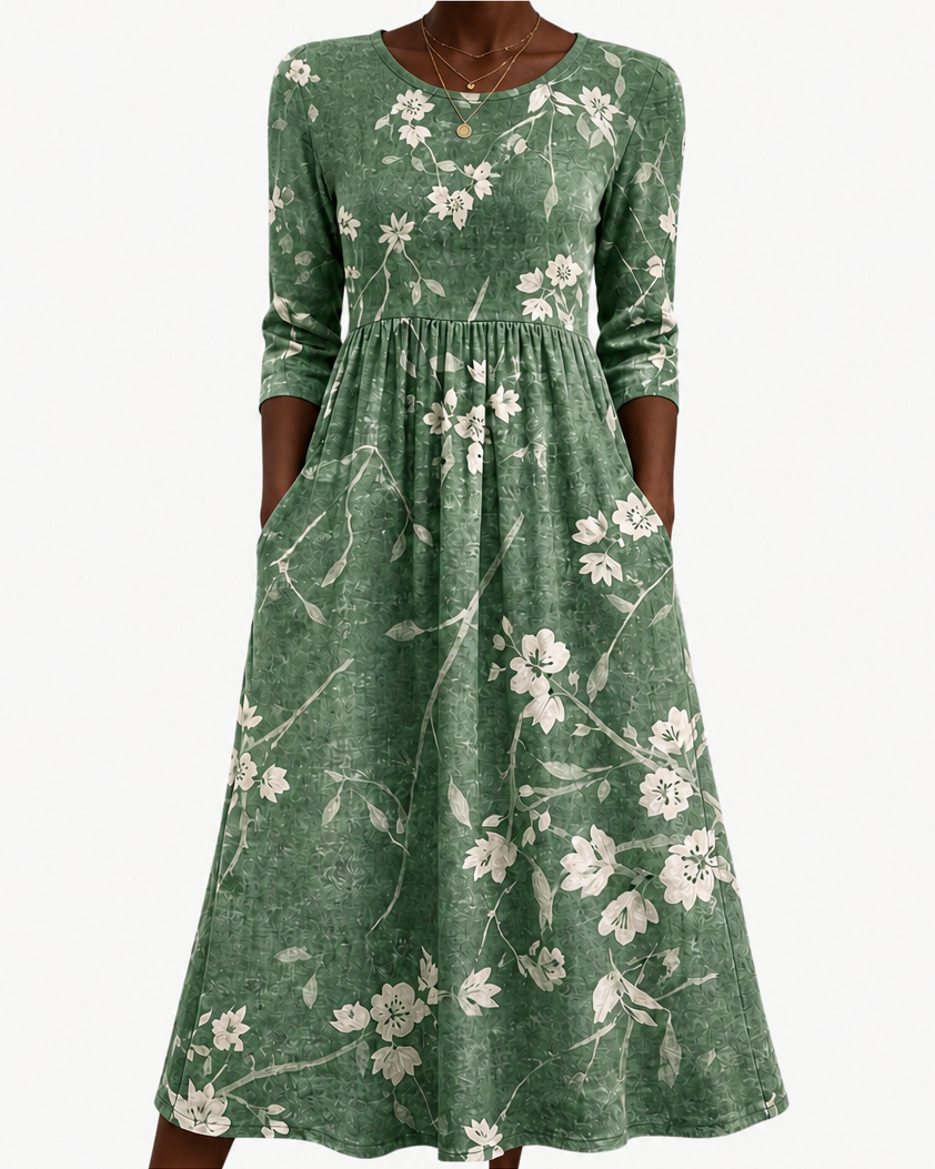Refilwe | Evergreen Bloom Relaxed Pocket Midi Dress