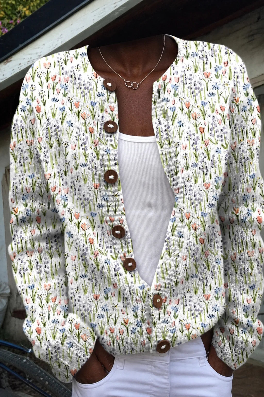 Ivadelle | Vintage Floral Knit Cardigan