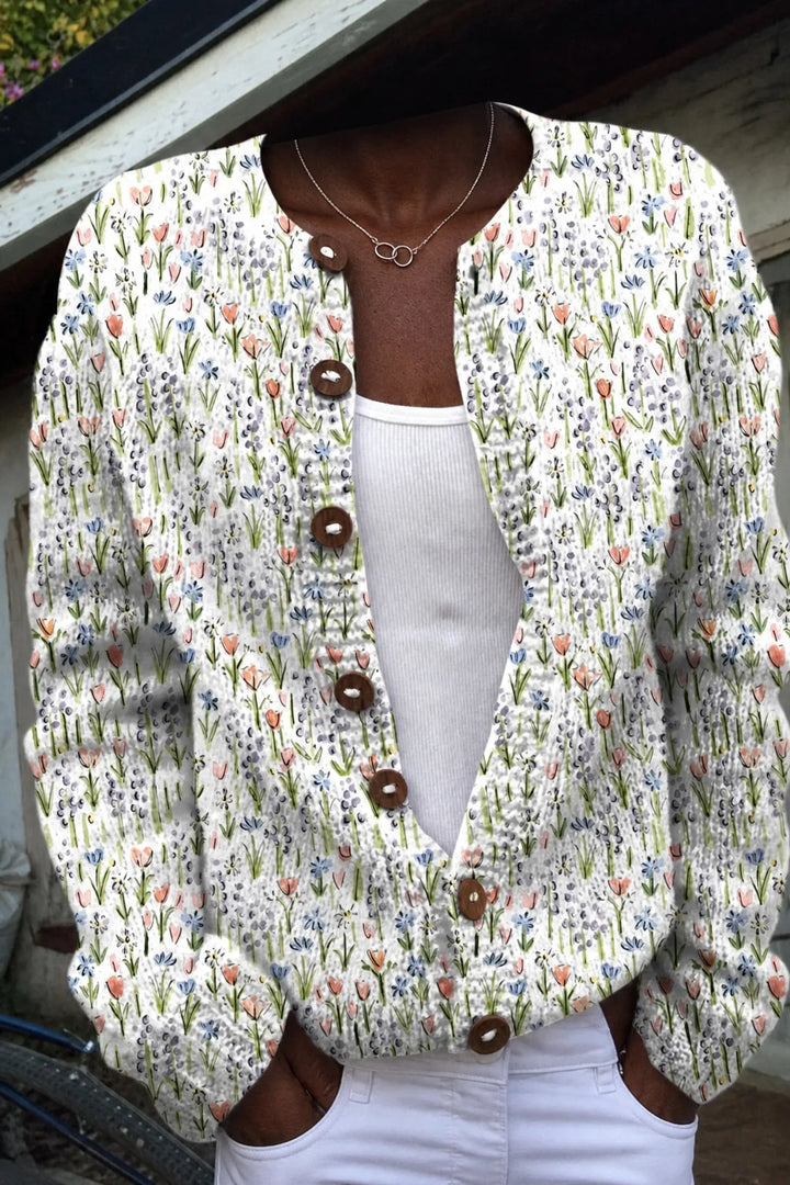 Ivadelle | Vintage Floral Knit Cardigan