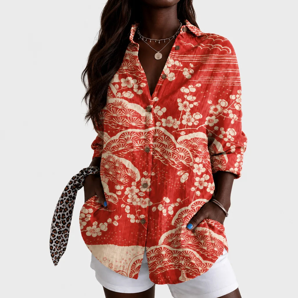 Yara | Sunset Blossom Coastal Shirt