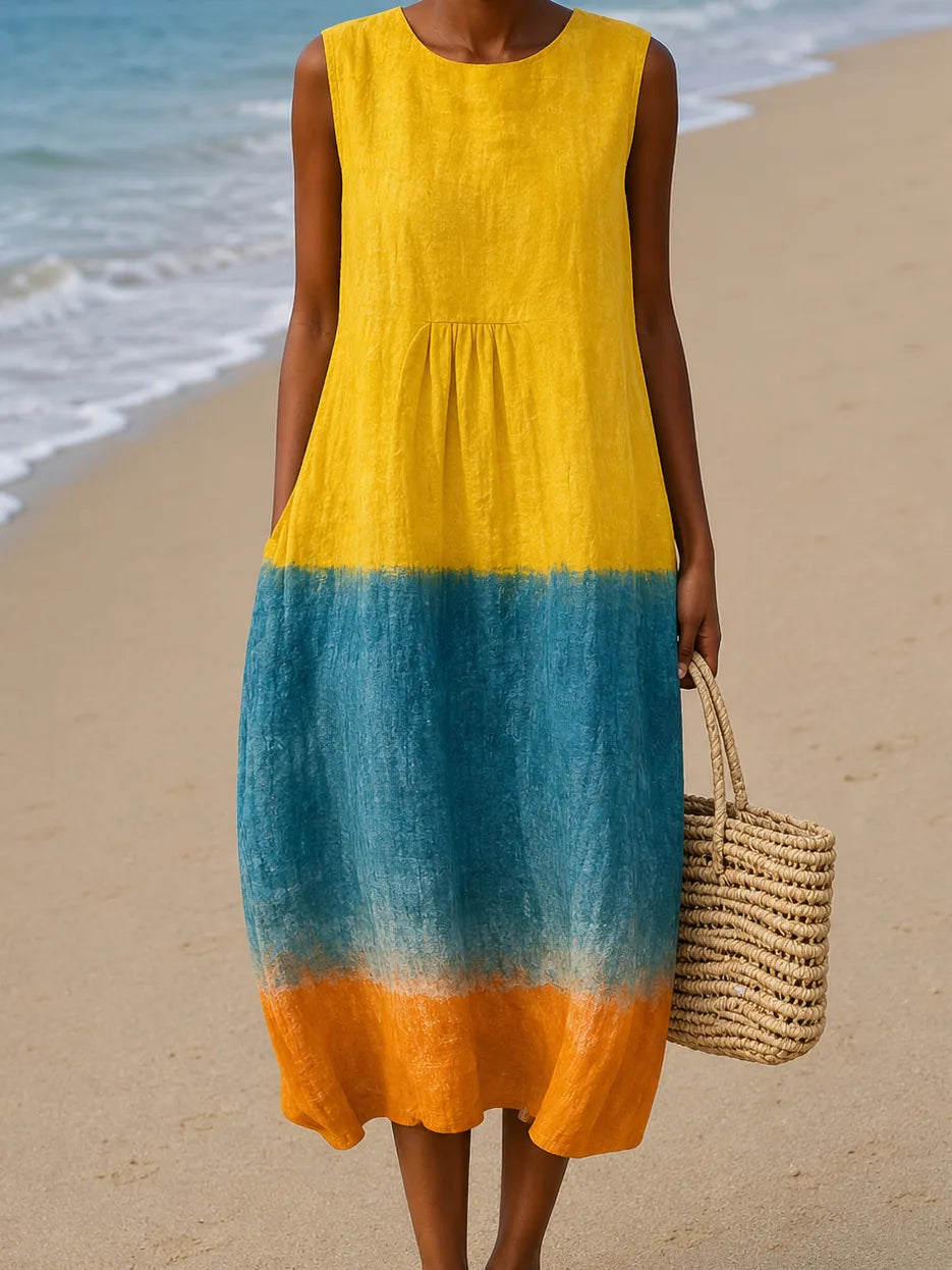 Eliana - Women's Sleeveless Printed Beach Midi Dress Loose