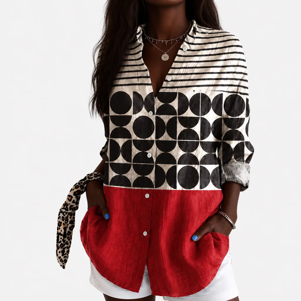 Iman | Retro Charm Colorblock Blouse