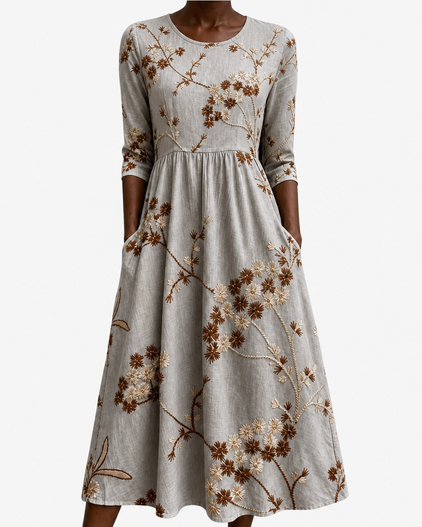 Chenai | Autumn Blossom Pocket Midi Dress