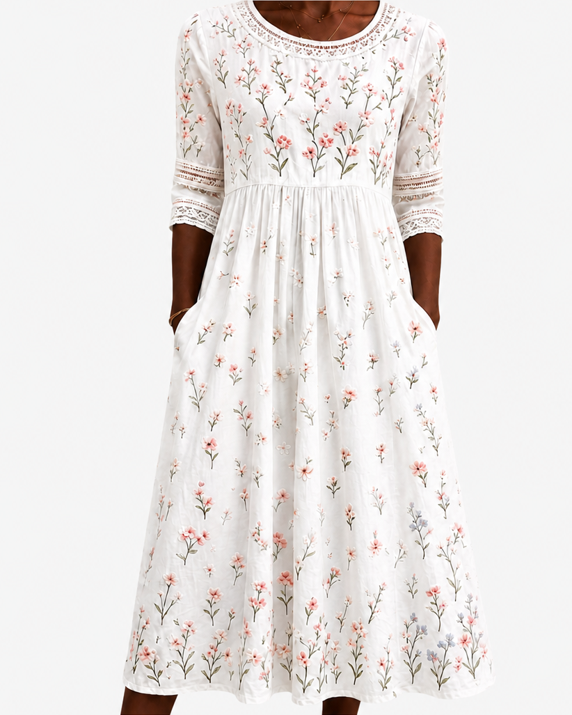Ayaan | Whispering Wildflower Pocket Midi Dress
