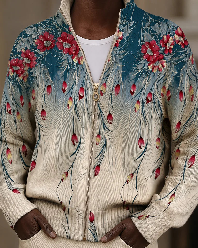 Zillah | Floral Peacock Feather Gradient Print