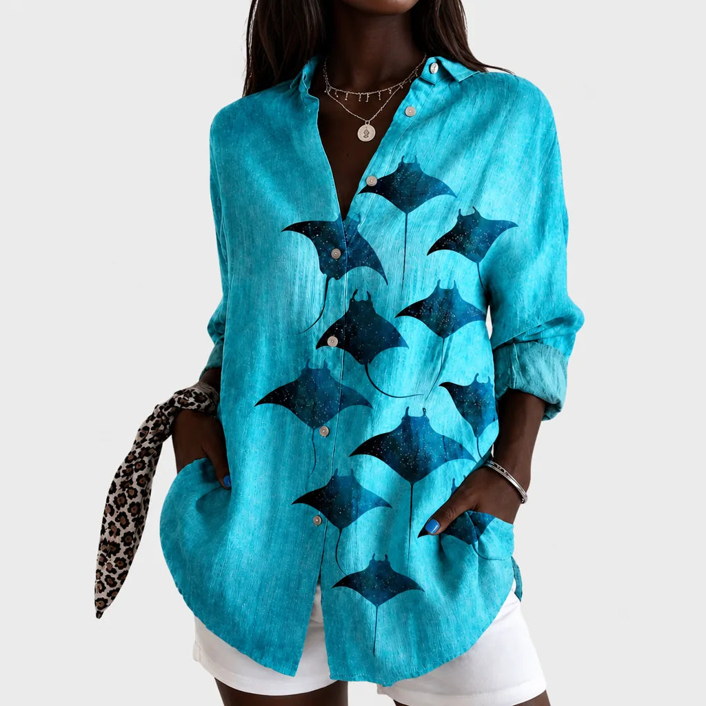 Safiya | Ocean Drift Ray Blouse