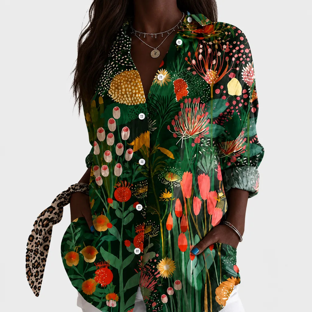 Amina | Midnight Garden Statement Blouse