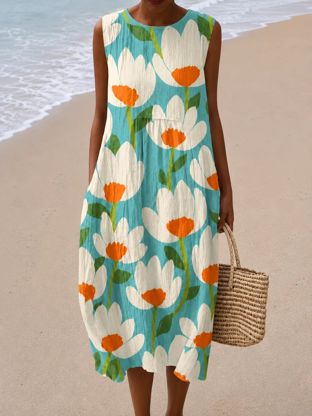 Charlotte - Women’s Sleeveless Relaxed Fit Midi Dress