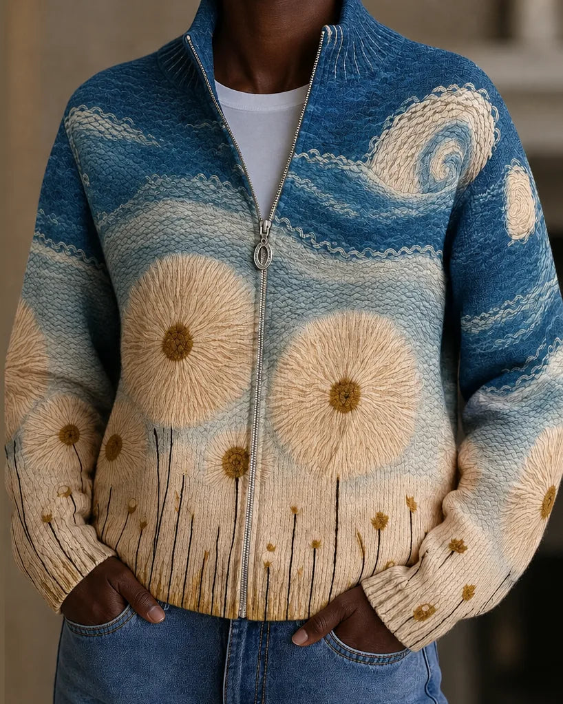 Cordelia | Dandelion Meadow Quilted Zip Cardigan