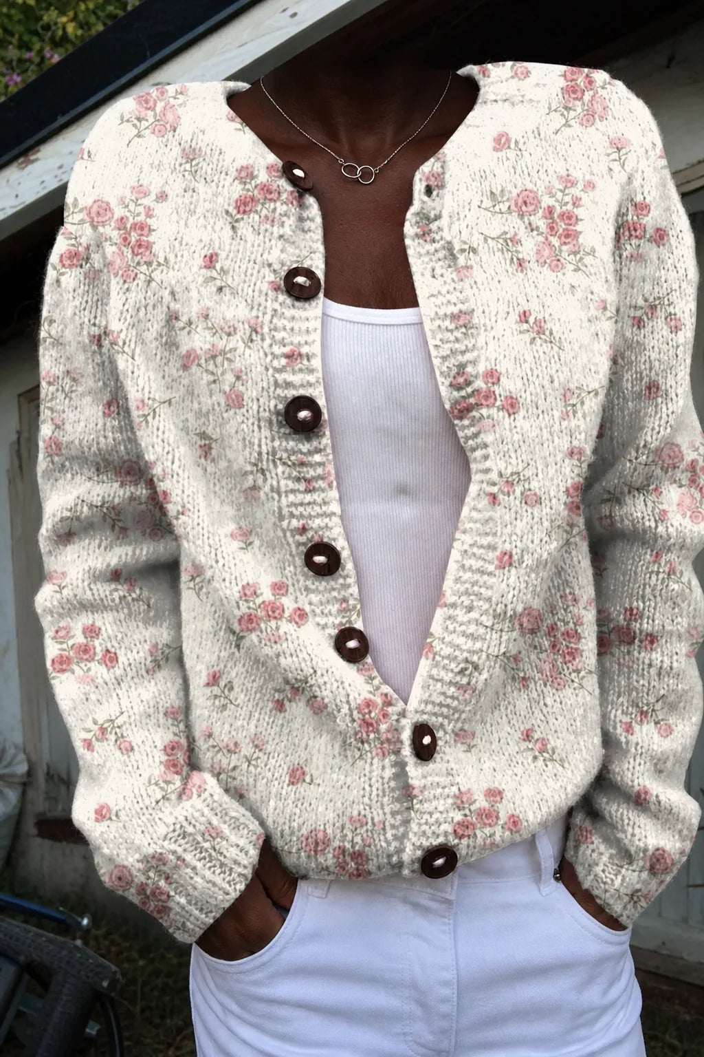 Evanthea | Vintage Floral Knit Cardigan Sweater