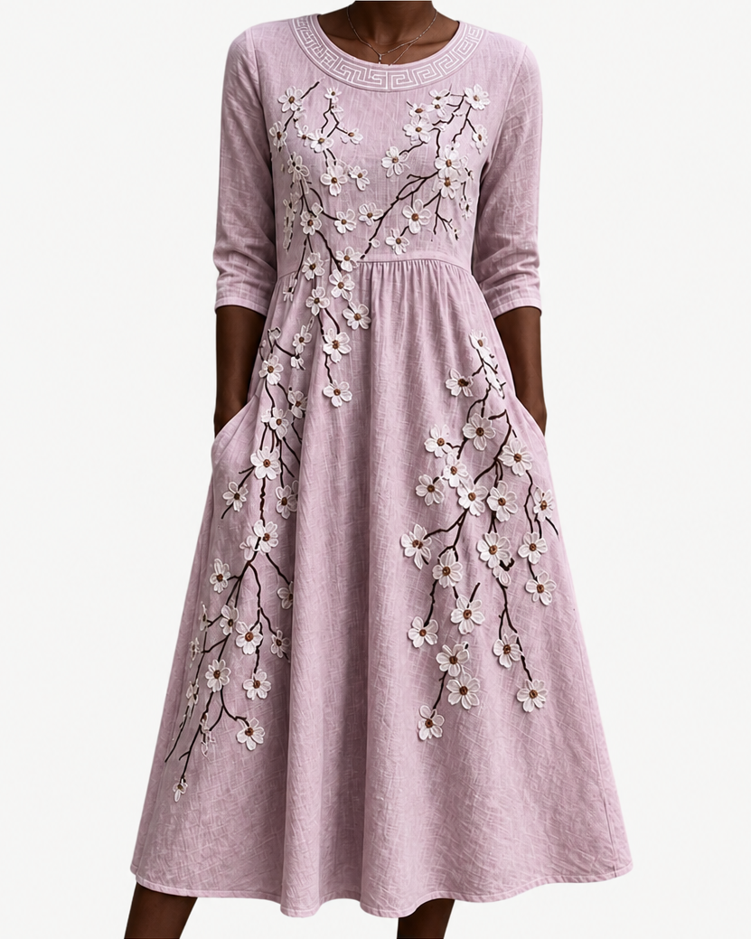 Dziko | Blushing Orchard Floral Midi Dress