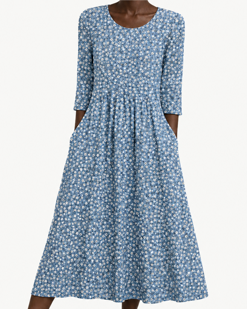 Ngozi | Blue Meadow Floral Midi Dress