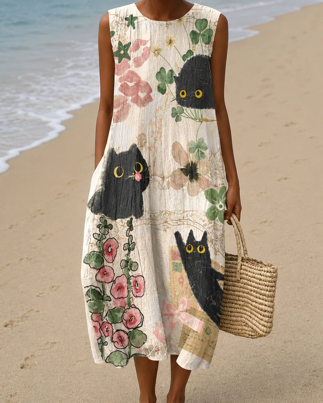 Julia Mae - Women's Sleeveless Printed Midi Casual Dress