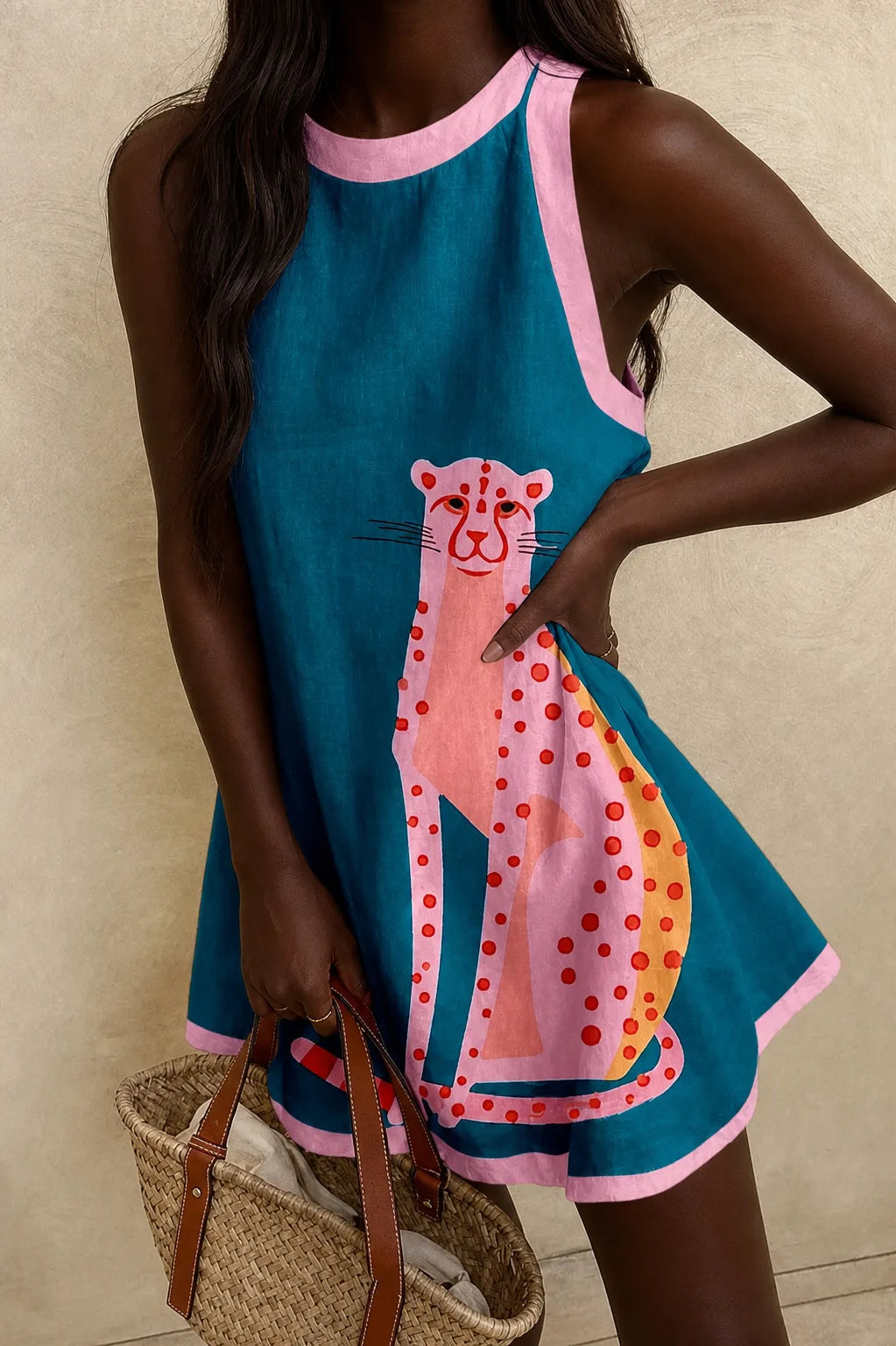 Amara | Pink Leopard Print Sundress