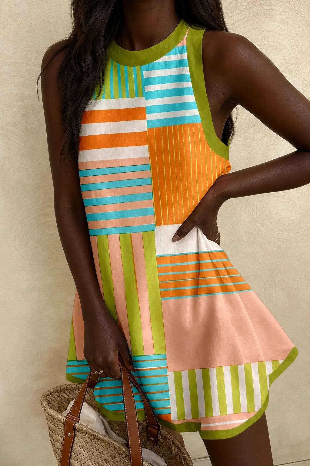 Halima | Colorful Patchwork Stripe Sundress