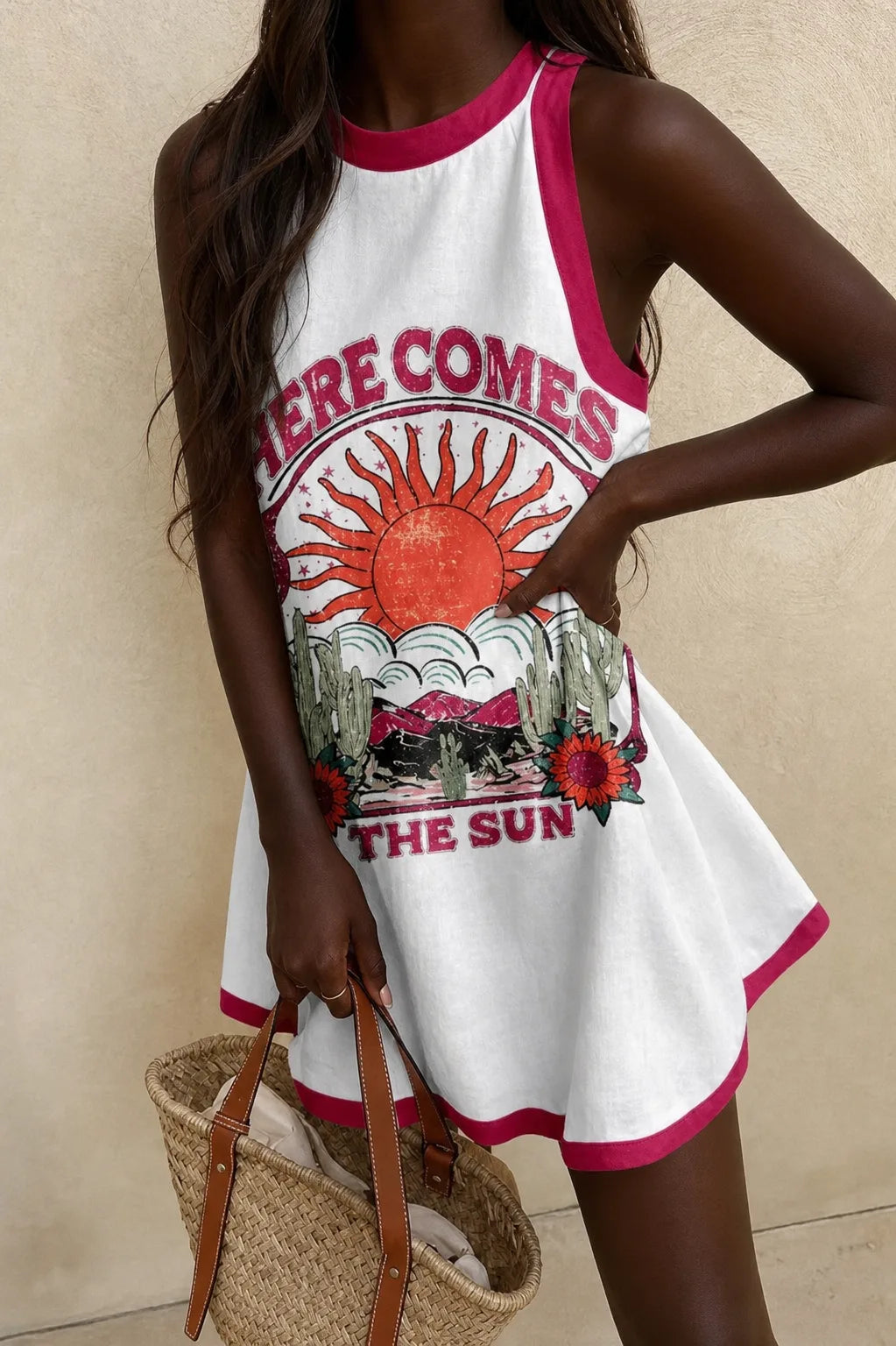 Simone | Sunrise Desert Graphic Beach Dress
