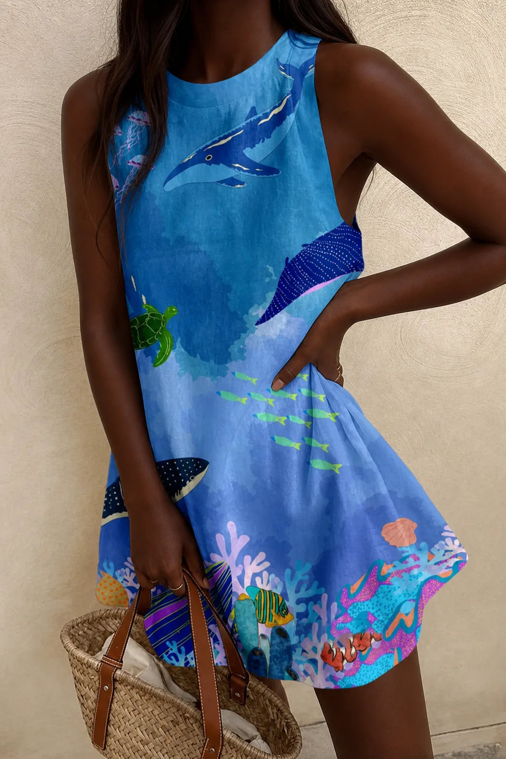 Adira | Blue Ocean Sea-Life Sundress