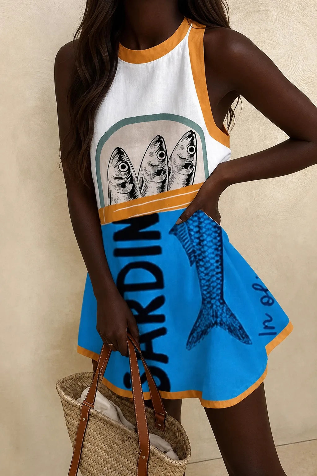 Naya | Sardine Tin Print Beach Dress