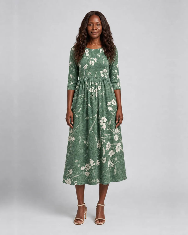 Imani | Evergreen Bloom Relaxed Pocket Midi Dress