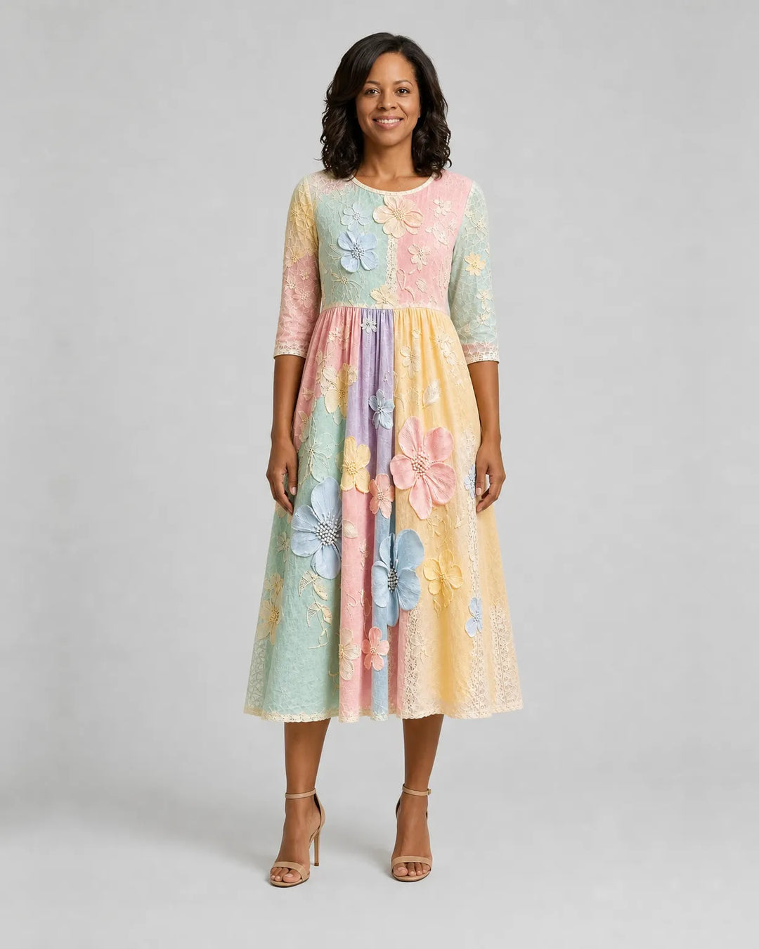 Folake | Pastel Bloom Garden Pocket Midi Dress