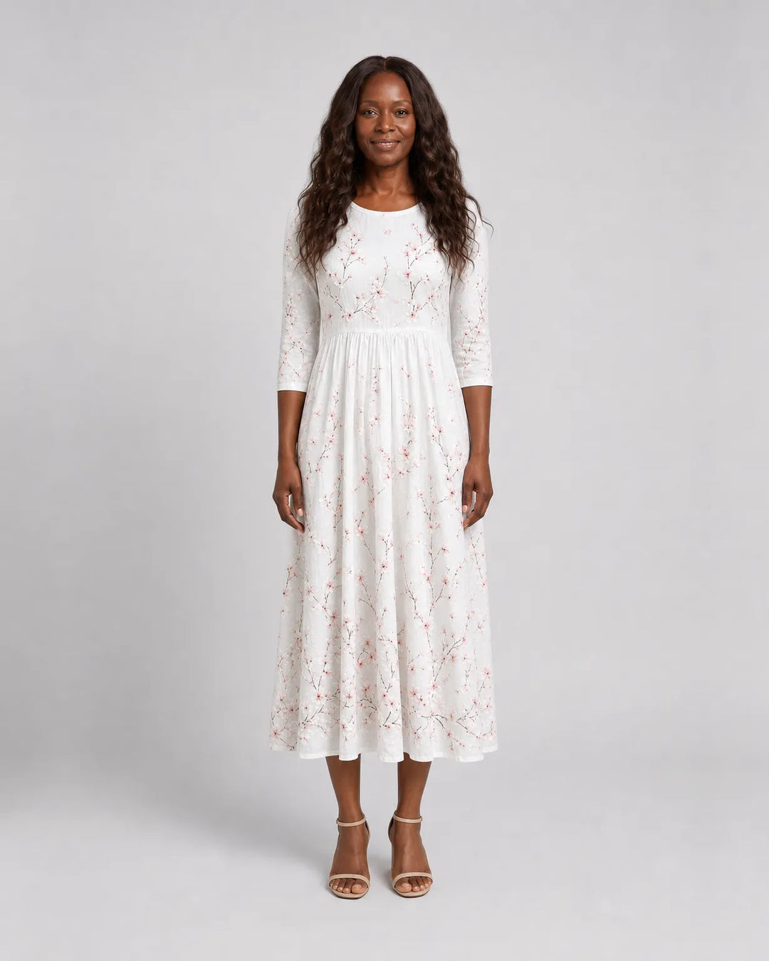 Zawadi | Cherry Blossom Grace Everyday Midi Dress