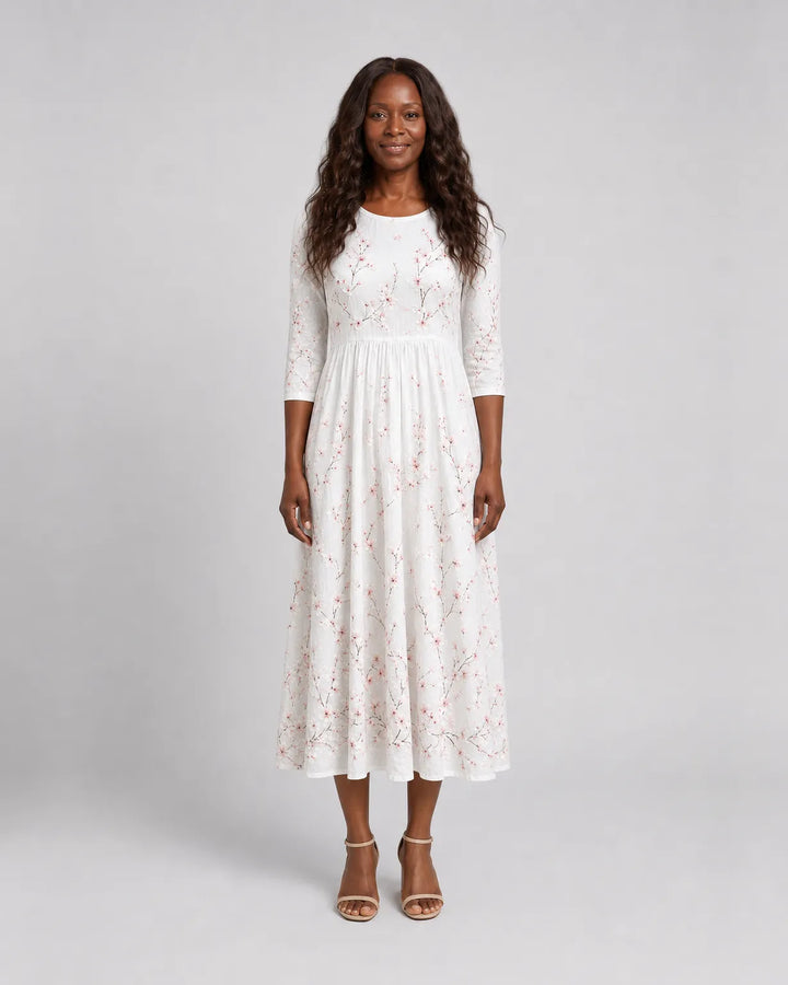 Zawadi | Cherry Blossom Grace Everyday Midi Dress