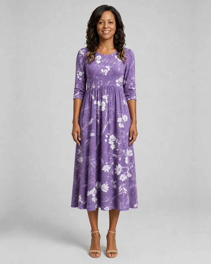 Oba | Lavender Bloom Comfort Pocket Midi Dress