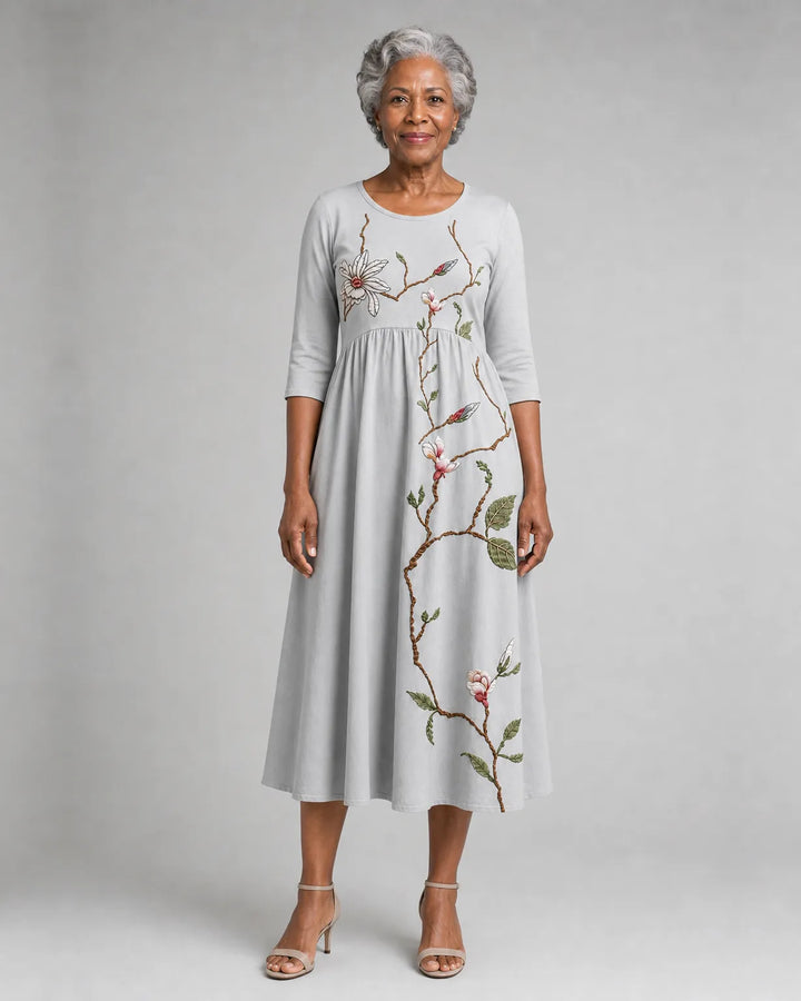 Farida | Silver Meadow Blossom Pocket Midi Dress