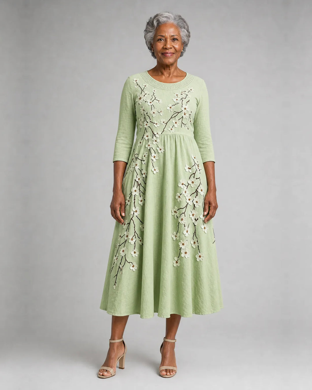 Sade | Sage Blossom Garden Pocket Midi Dress