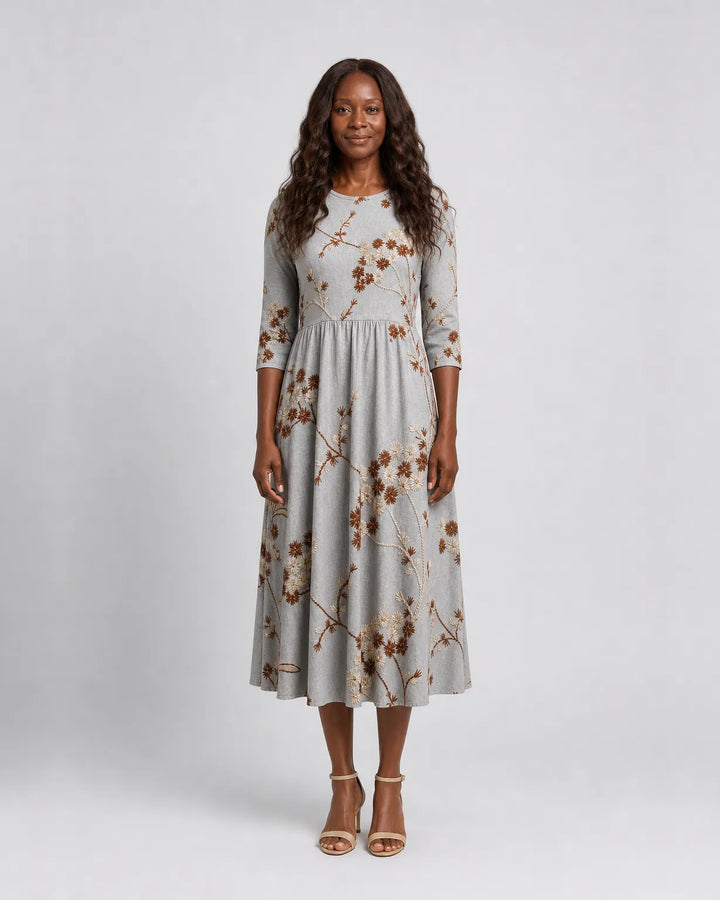 Adira | Autumn Blossom Pocket Midi Dress